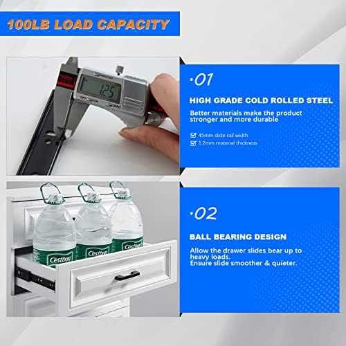 SHUHANG Full Extension Drawer Slides Ball Bearing Side Mount L52166