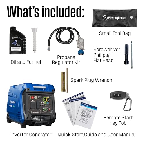 Westinghouse 5000 Peak Watt Dual Fuel Portable Inverter Generator, Remote Electric Start E228