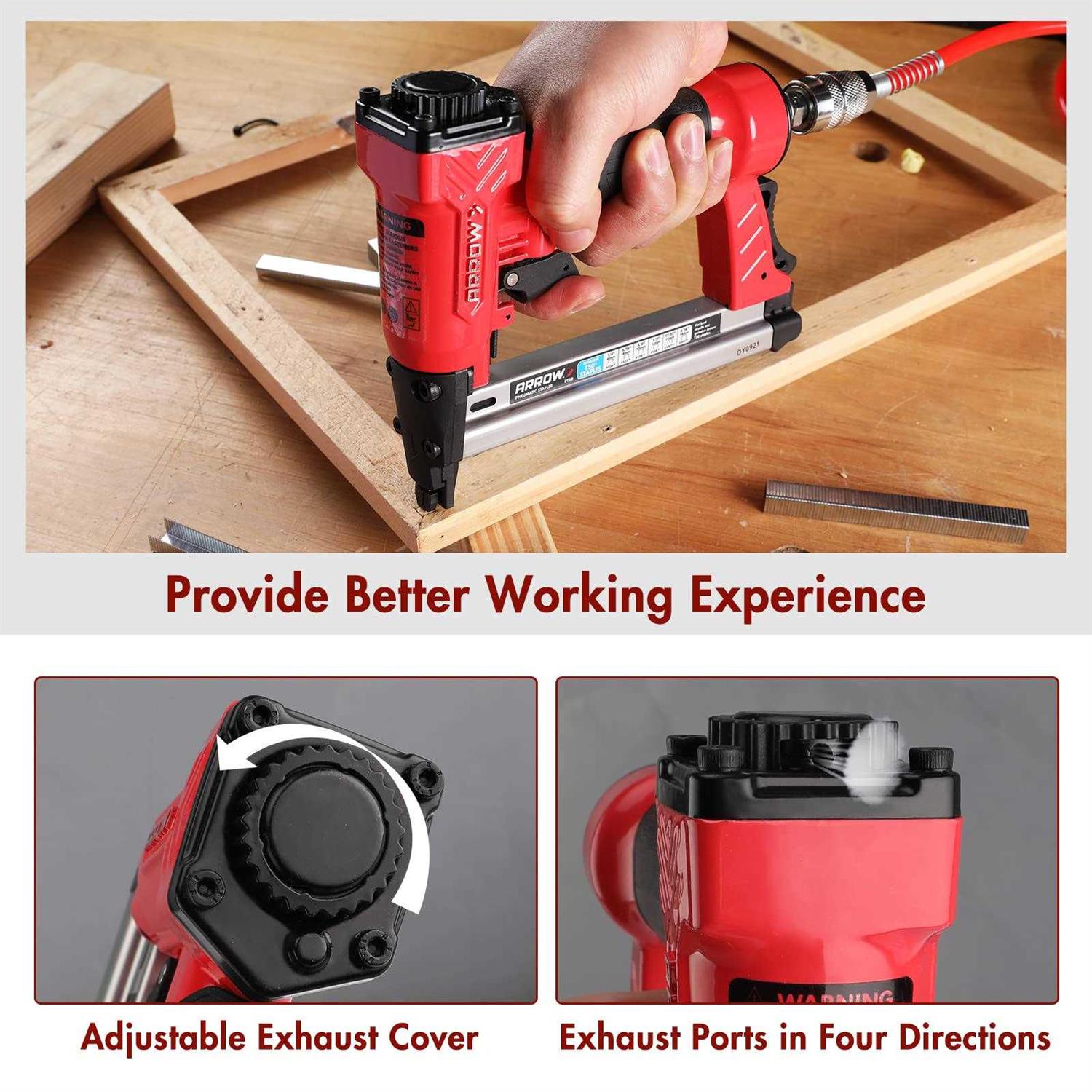 Arrow Pneumatic Staple Gun Oil-Free Upholstery Stapler with 3750 Pieces T50 1/4 I71368