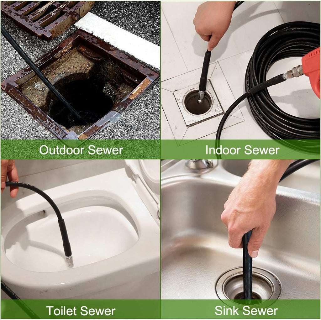 Sewer Jetter Kit 100FT for Pressure Washer, 5800PSI Drain Cleaner Hose 1/4 Inch NPT Z56985