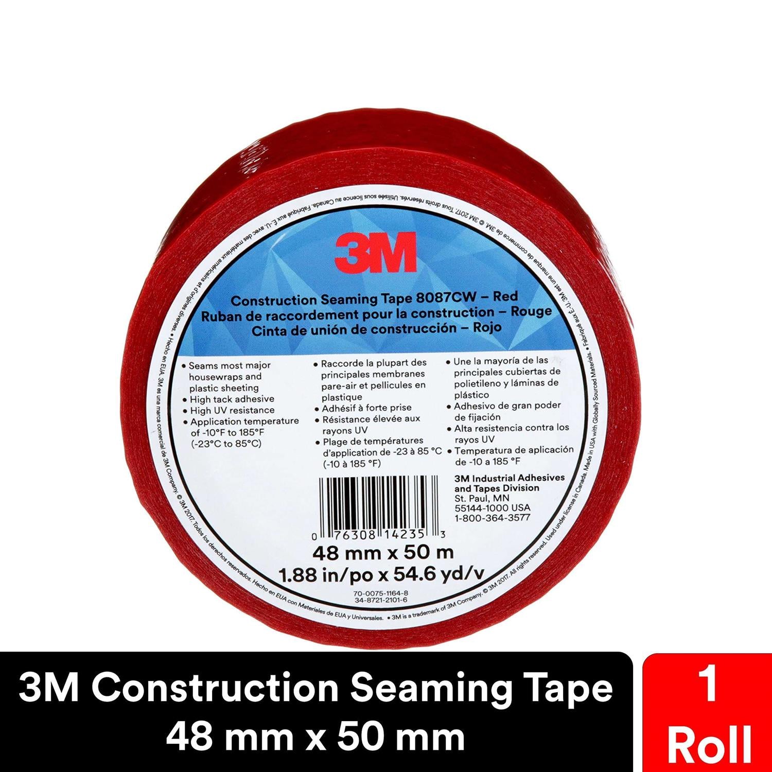 3M 8087CW Construction Seaming Tape Red V814