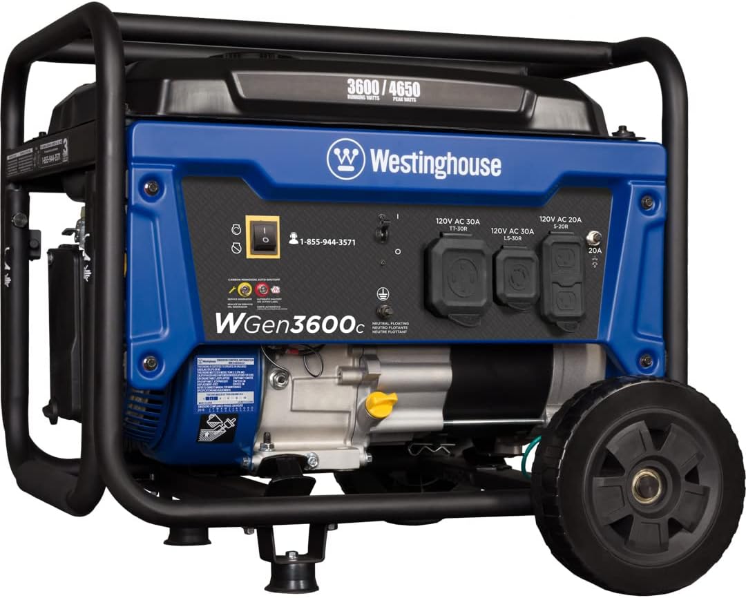 Westinghouse WGen3600 Portable Generator, 3600W Rated, 4650W Peak, RV Ready C70598