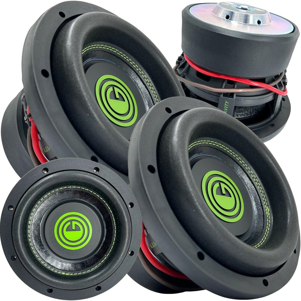 2X Gravity 8 Inch 1200 Watt Car Audio Subwoofer w/ 4 Ohm DVC Power 8' Sub Pair - Feature Dual Voice Coil, Thick Magnet, Design for Car, ATV, Van, High Performance Car Show