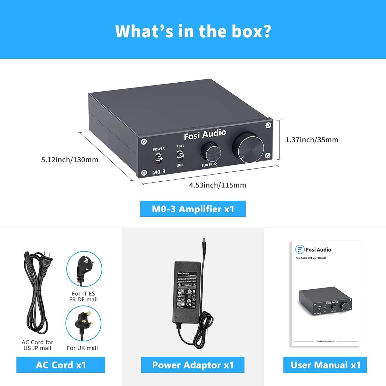 Fosi Audio M03 Subwoofer Amplifier 200 Watt Mini Mono Amp, 2 Pack S28668