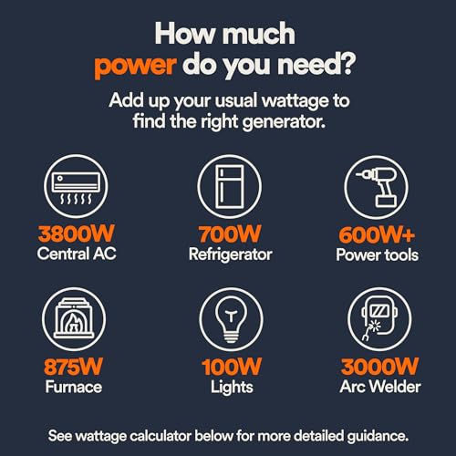 Generac 8000-Watt Gas-Powered Portable Generator with Electric Start, Orange/Black H399