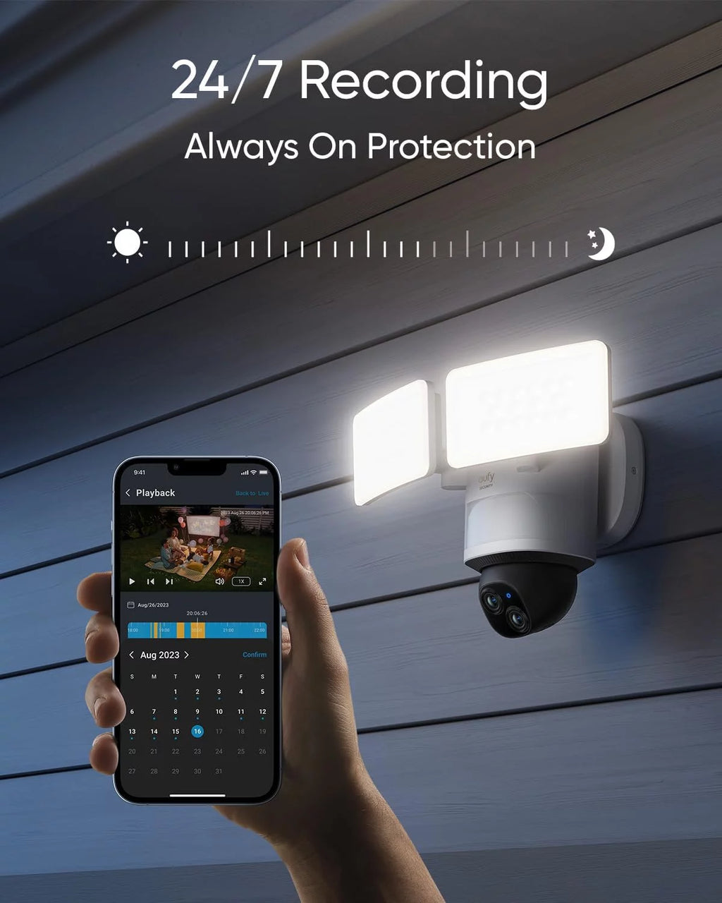 eufy Security Floodlight Camera E340 Wired with HomeBase 3, Dual Camera, 360° Pan and Tilt K174964