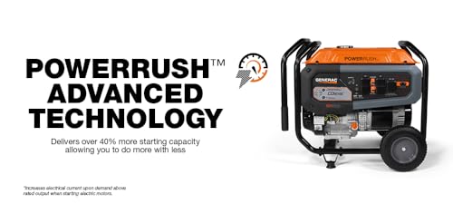 Generac 8000-Watt Gas-Powered Portable Generator with Electric Start, Orange/Black H399