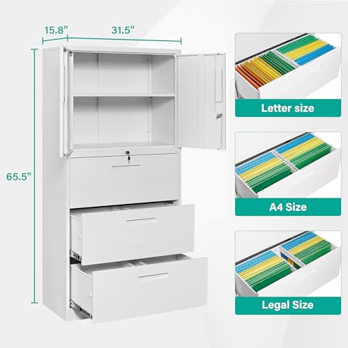 SISESOL Metal Storage Cabinet with 2 Adjustable Shelves, 36" H E162