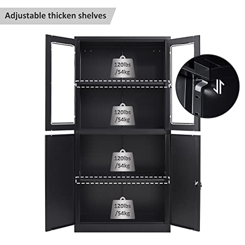 SISESOL Metal Storage Cabinet with 2 Adjustable Shelves, 36" H E162