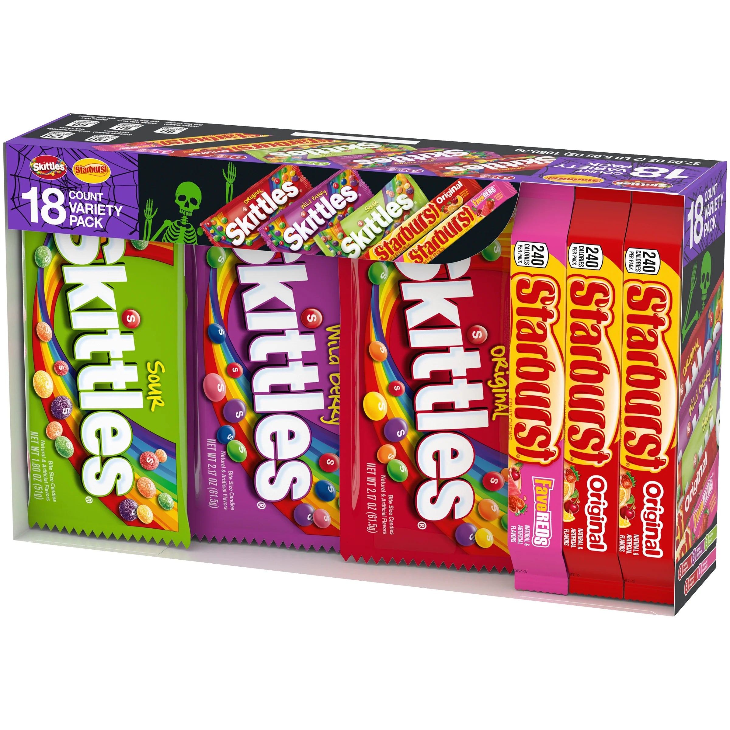 Mars Mixed Skittles & Starburst Chewy Variety Pack Halloween Candy, 18 Count S659