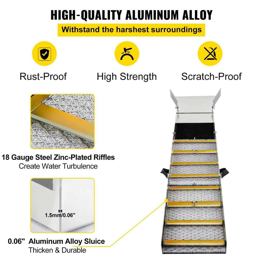 VEVOR Folding Aluminum Alloy Sluice Box 50 for Gold K406