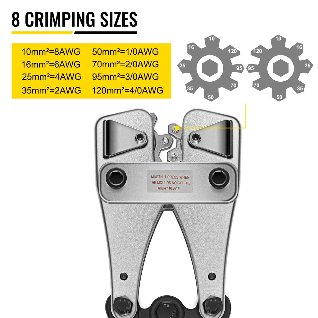 VEVOR Battery Cable Crimping Tool 10-120 mm2, Hexagon Lug Crimper C620