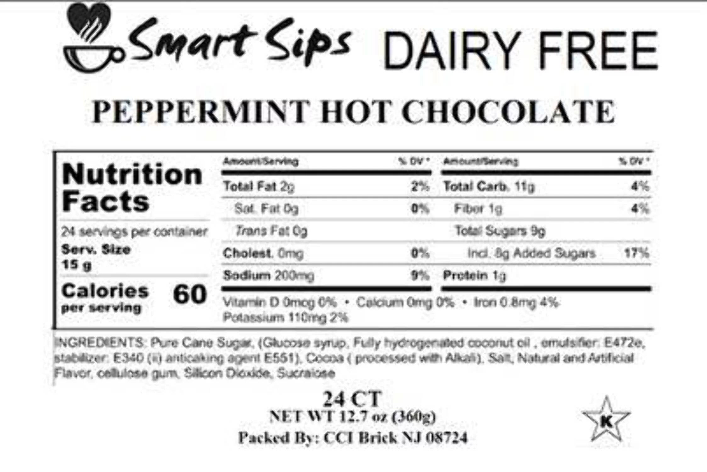 Peppermint Hot Chocolate Dairy-Free Cocoa Pods for Keurig K-Cup Brewers E923609