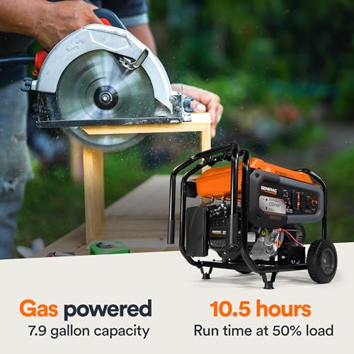 Generac 8000-Watt Gas-Powered Portable Generator with Electric Start, Orange/Black H399