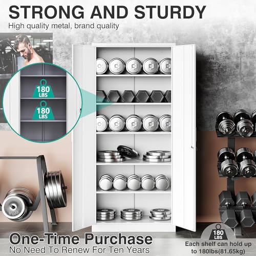 SISESOL Metal Storage Cabinet with 2 Adjustable Shelves, 36" H E162