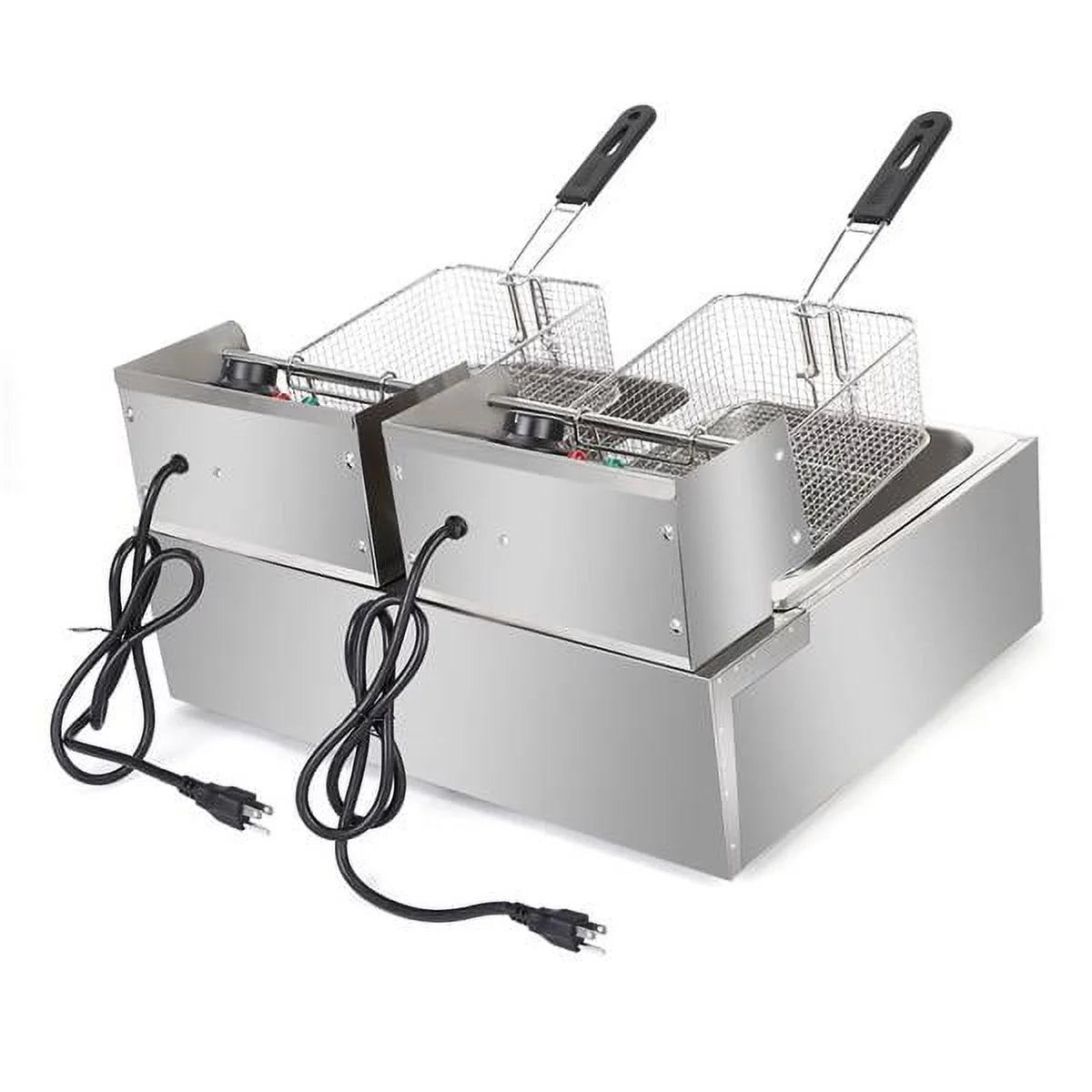 Stainless Steel Double-Cylinder Electric Fryer 12L Commercial Countertop L796788
