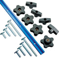 Rockler Universal Aluminum T Track Kit (17-Piece), 4’ Length T Track Aluminum w/ Unique Stacked-Slot Design - T Tracks Woodworking Kit Includes T-Slot Bolts, T-Knobs, 5-Star Knobs Pack of 2