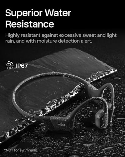 SHOKZ OpenRun Open-Ear Bone Conduction Sport Headphones, Sweat Resistant, Black B872