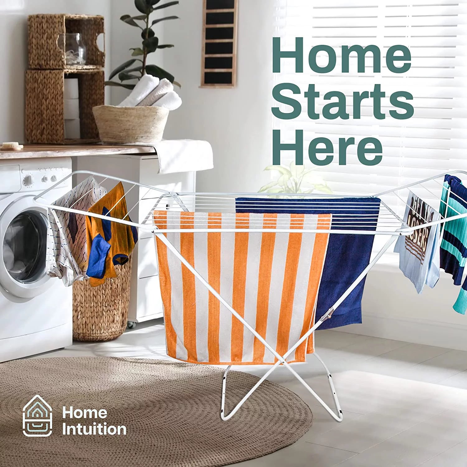 Home Intuition Foldable Clothes Drying Rack White H6265