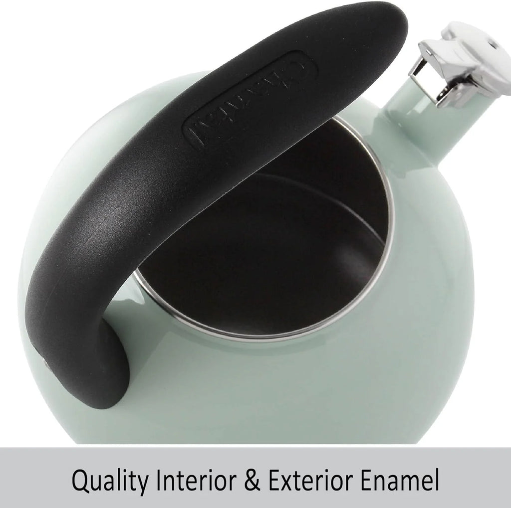 Enamel On Steel Whistling Tea Kettle, 2 Quart, Sage Green S6933