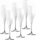 Toasting Flute Glass - Champagne - Flutes - Set Of 6 Crystal Glasses - Wedding Toasting Flutes - White - 11 Oz Made In Europe
