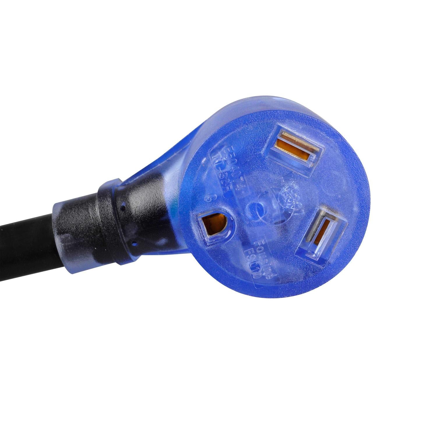 Auto Drive 10/3 STW 50 to 30-Amp RV Adapter Extension Cord with Lighted End K3508