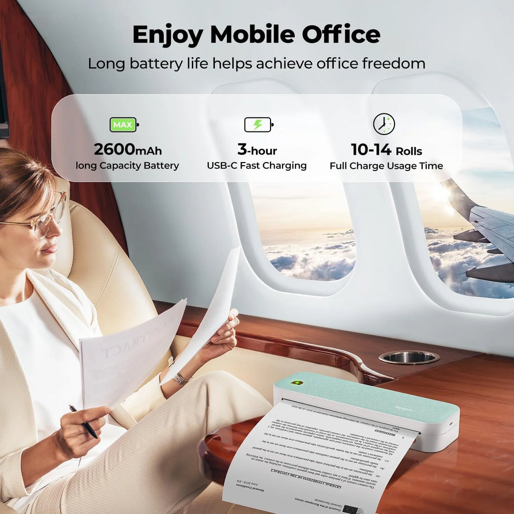 Mixfeer Wireless Portable Bluetooth Thermal Printer for Android iOS Phone & Laptop, Green V204173