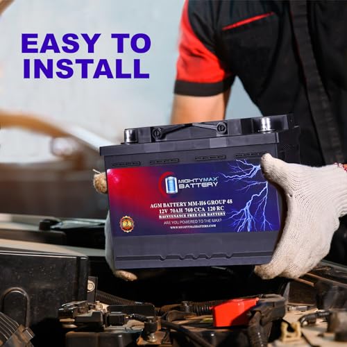 Mighty Max Battery MM-H5 Start and Stop Car Battery, Group Size 47, 12V 60 AH, AGM E711958