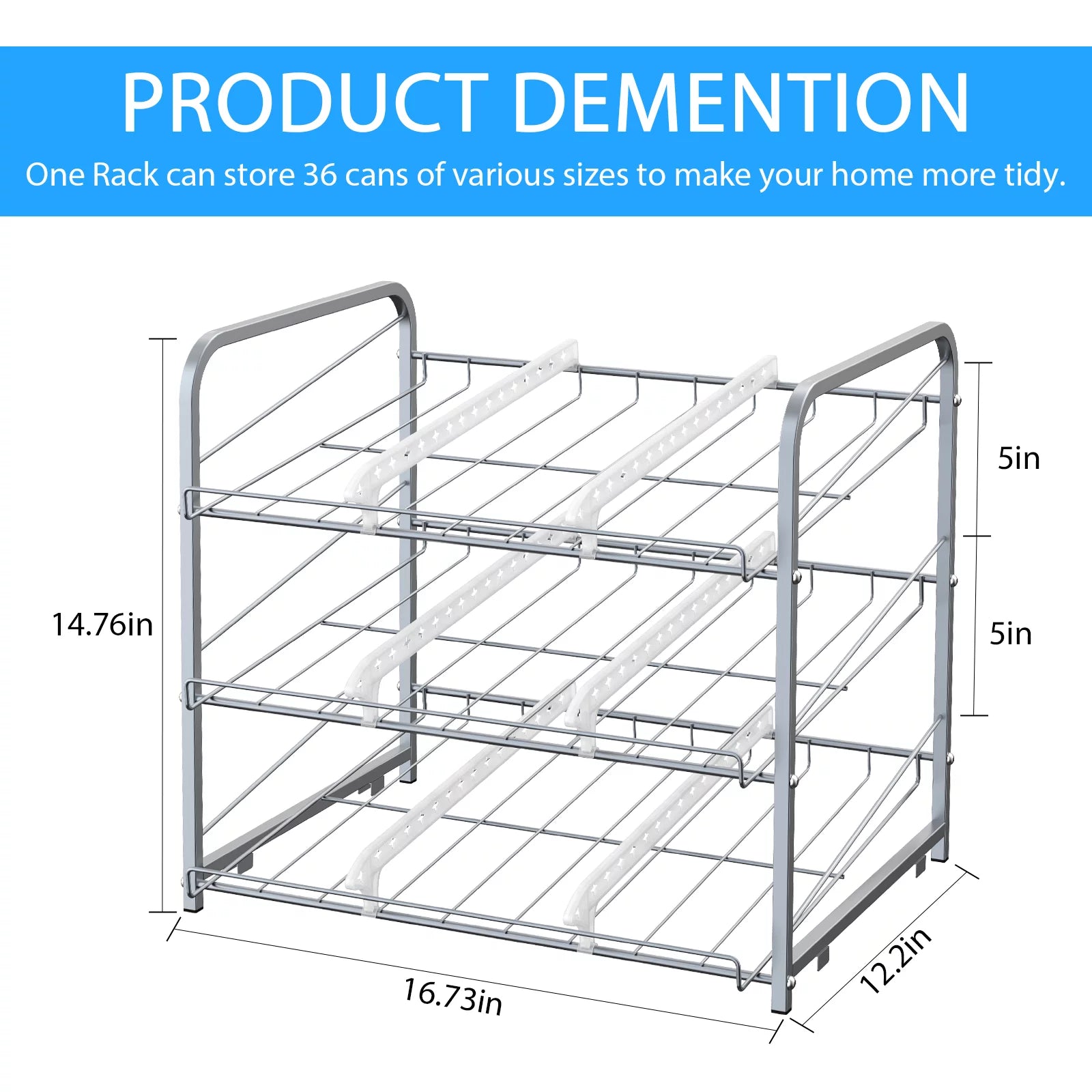 2 Pack 3-Tier Stackable Can Rack Organizer, Silver D24243