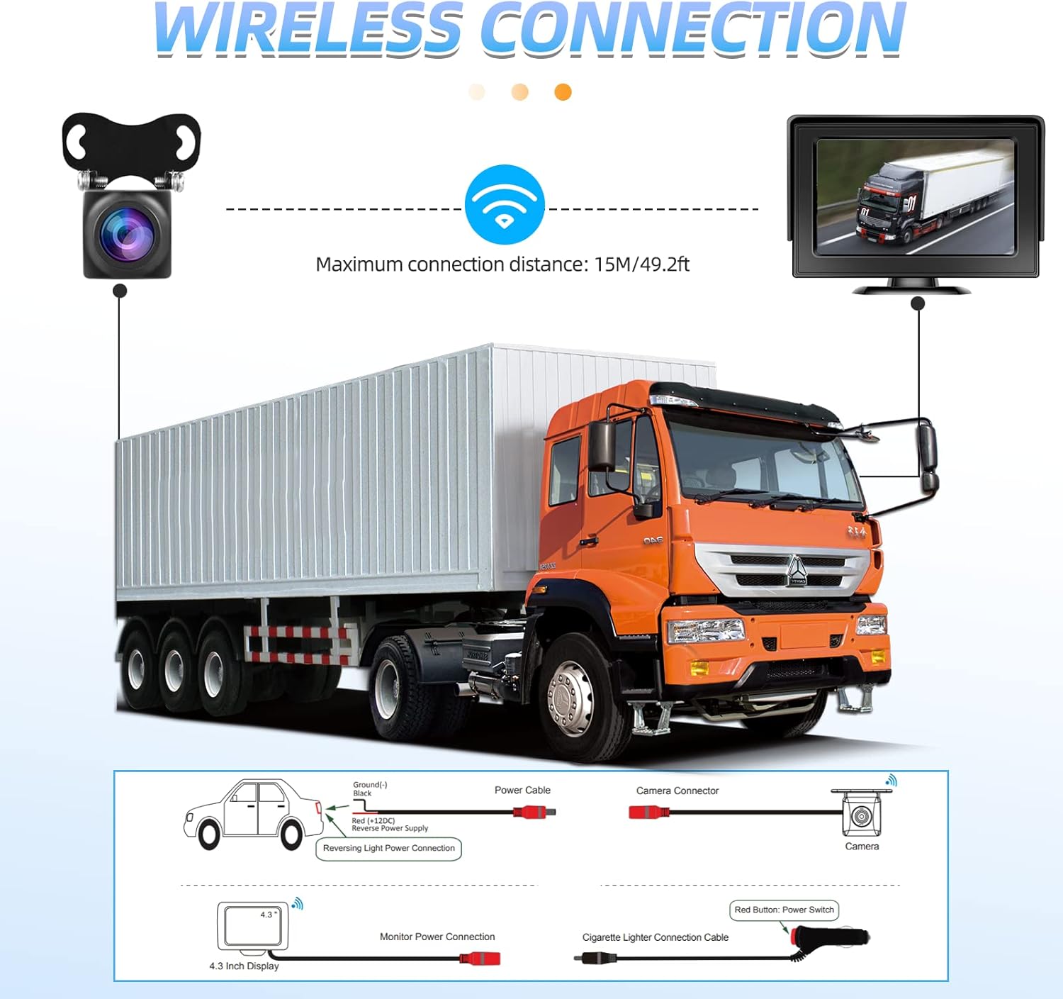 Wireless Backup Camera with Monitor Kit 4.3" HD 1080P for Trucks, Vans, SUVs, Pickup G257