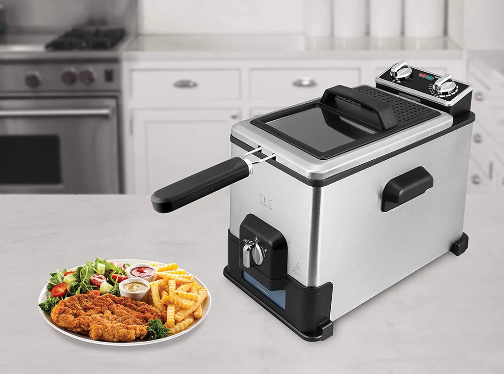 Kalorik 4.2 Quart Deep Fryer with Oil Filtration, Stainless Steel T495