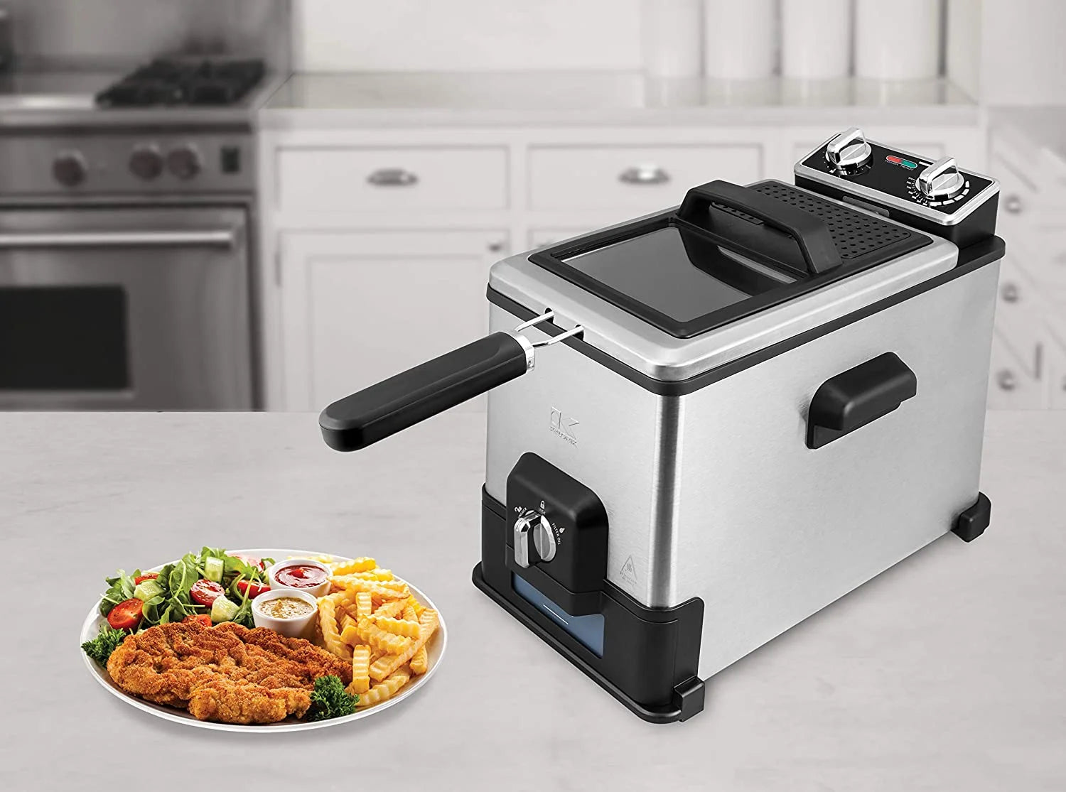 Kalorik 4.2 Quart Deep Fryer with Oil Filtration, Stainless Steel T495