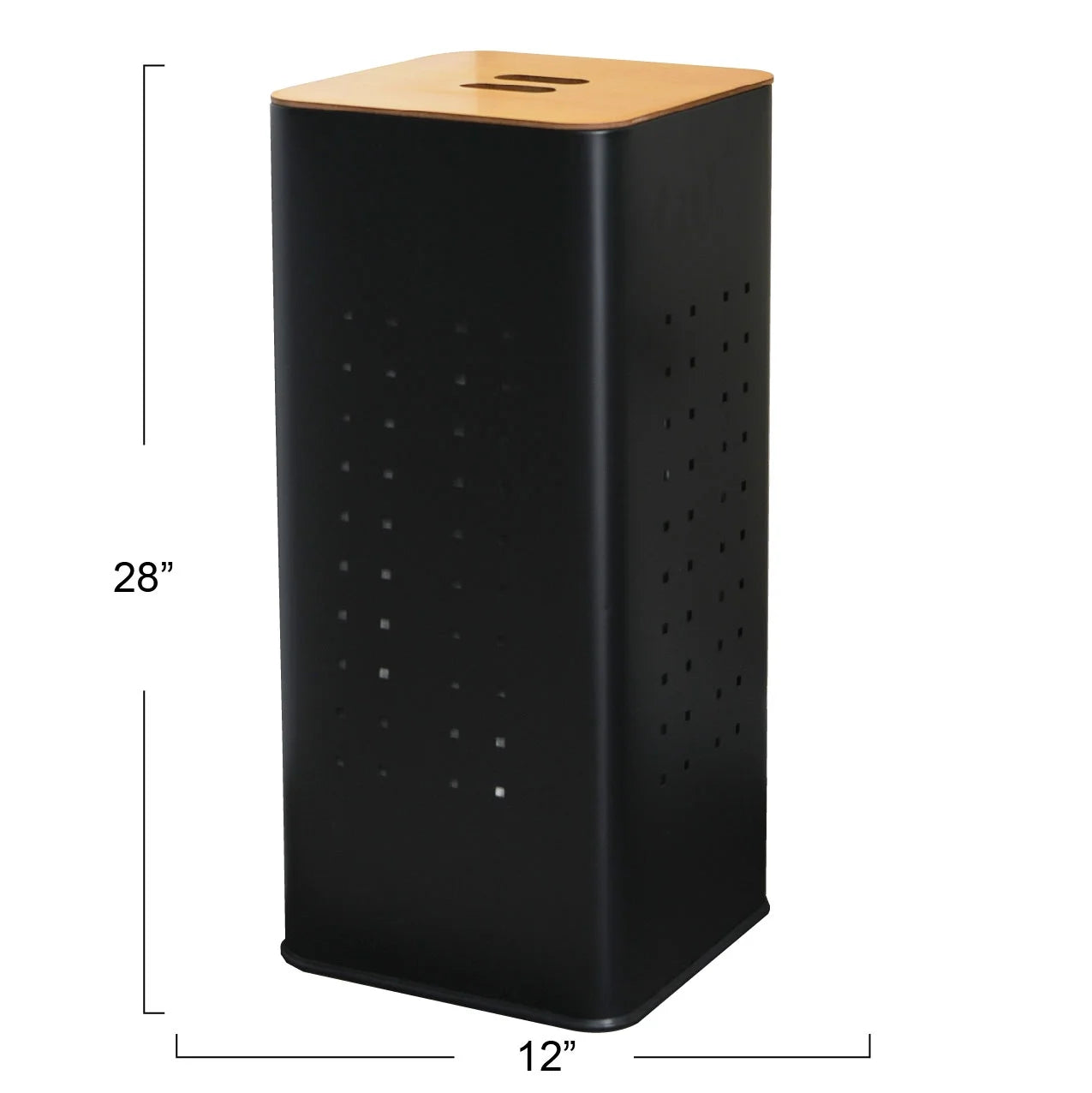 Matte Black Steel Laundry Hamper with Lid S80813