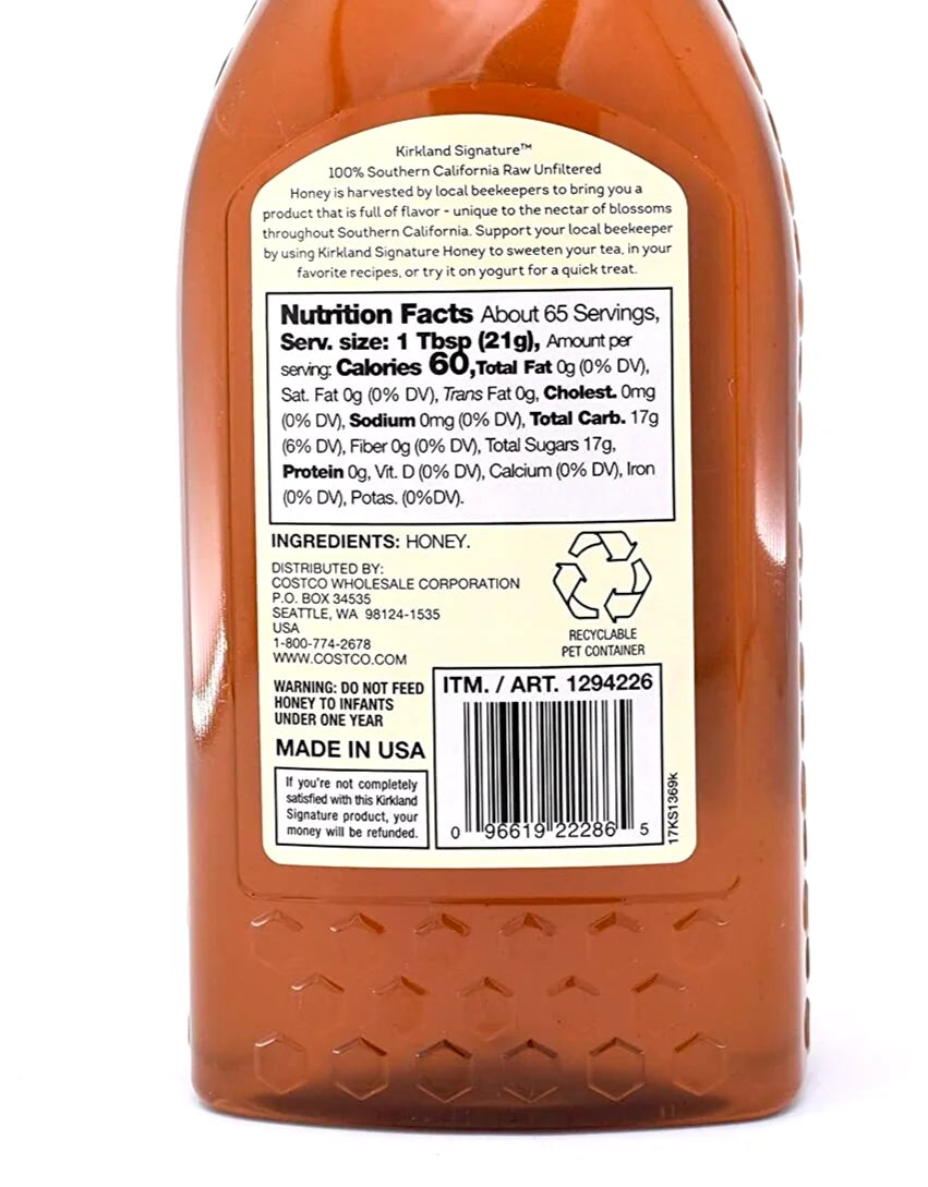 Kirkland Signature Raw Unfiltered Honey, 2 x 48 oz S12159