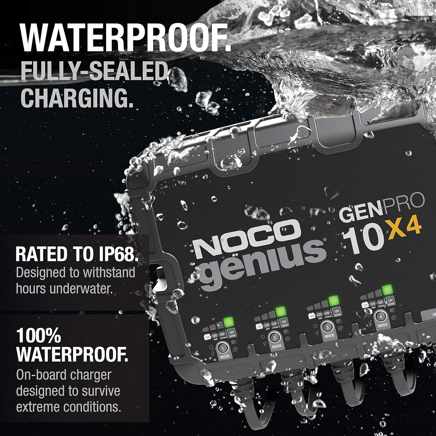 NOCO Genius GENPRO10X4 4-Bank 40-Amp Smart Marine Battery Charger V8343