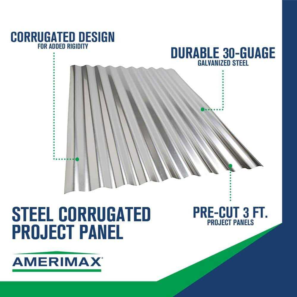 Amerimax Home Products 3 ft. Galvanized Steel Corrugated Project Panel L156