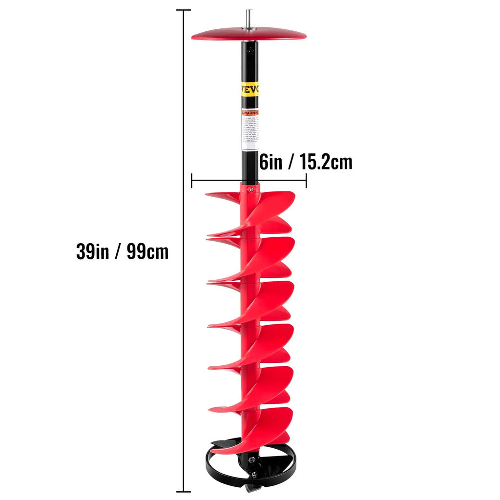 VEVOR Ice Drill Auger 6" Nylon Bit with Extension Rod for Ice Fishing T76662