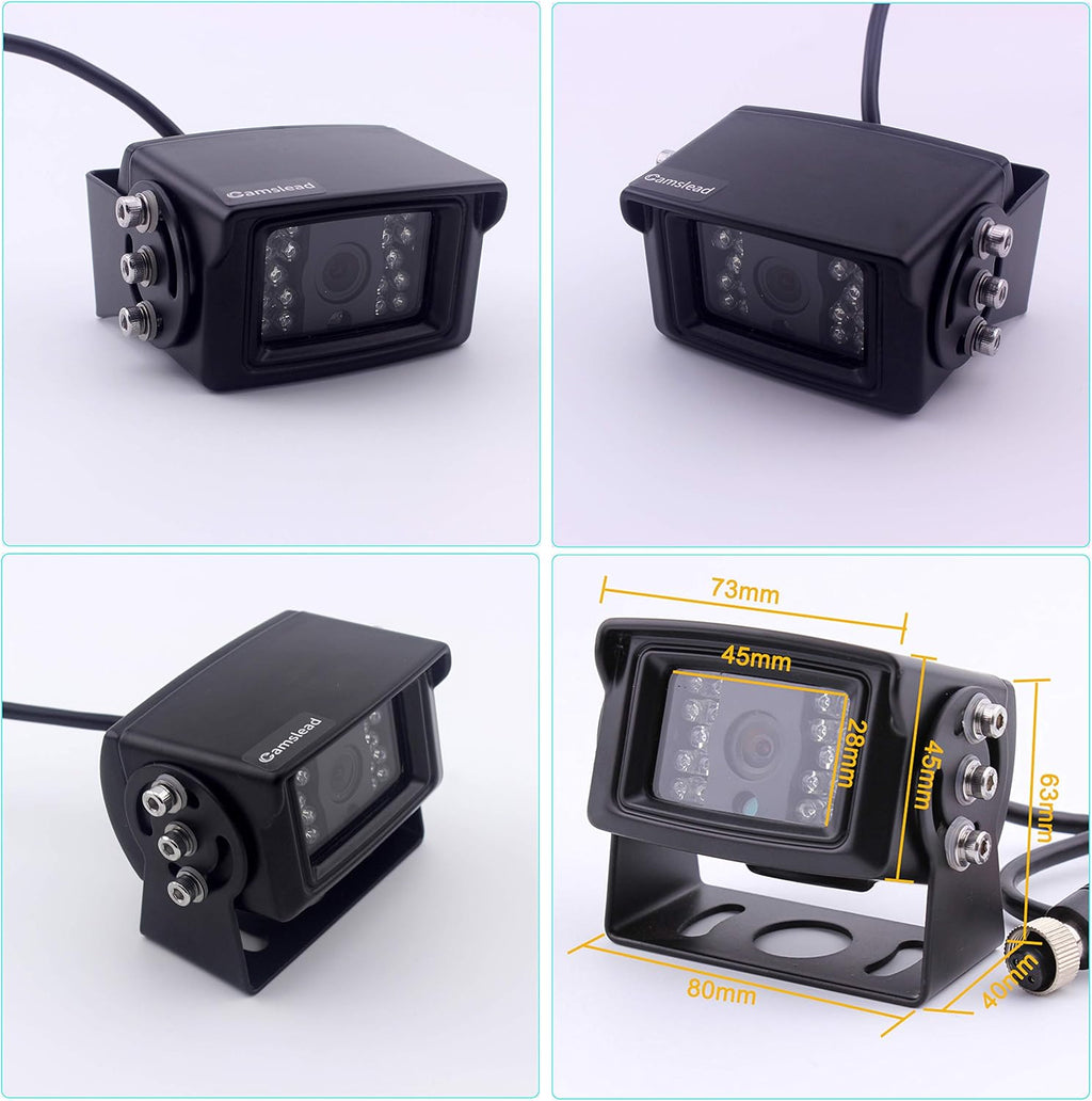 CAMSLEAD Heavy Truck Backup Camera System 7 inch Monitor with DVR and Quad Split Screen L1515