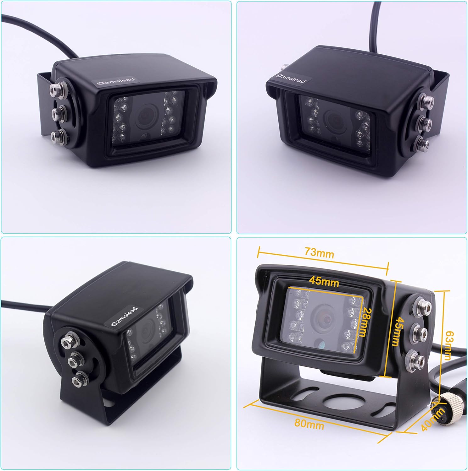CAMSLEAD Heavy Truck Backup Camera System 7 inch Monitor with DVR and Quad Split Screen L1515