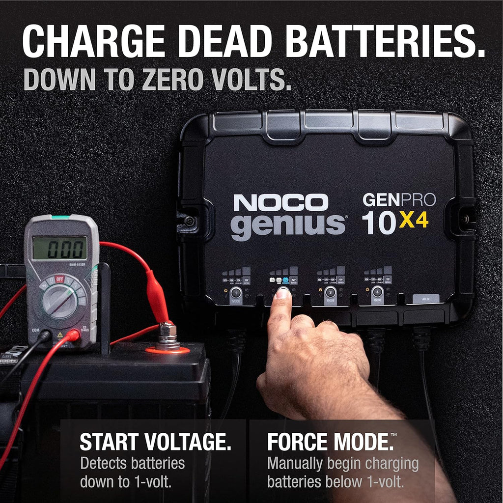 NOCO Genius GENPRO10X4 4-Bank 40-Amp Smart Marine Battery Charger V8343