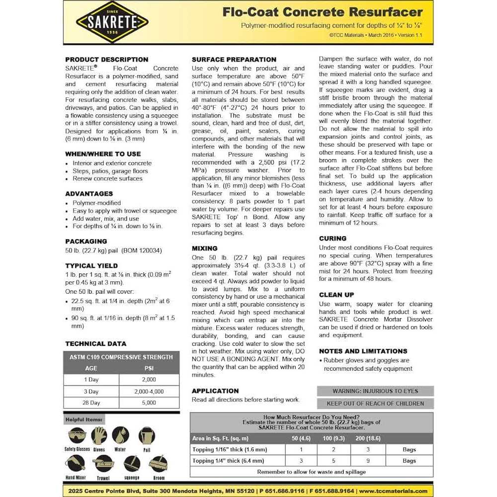 Sakrete Concrete Resurfacer Flo-Coat 50 lb O7870