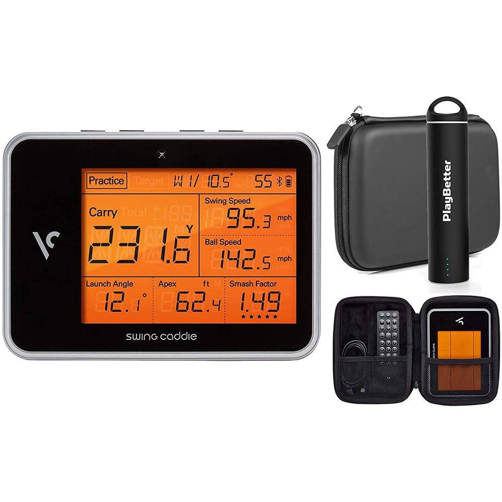 Swing Caddie SC300 Portable Launch Monitor by Voice Caddie Power Bundle | PlayBetter Portable Charger u0026 Protective Case | Do