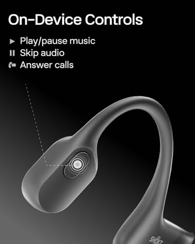 SHOKZ OpenRun Open-Ear Bone Conduction Sport Headphones, Sweat Resistant, Black B872