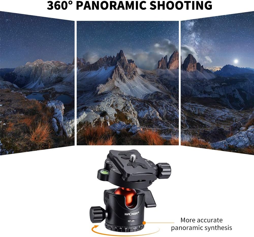 K&F Concept 68" Carbon Fiber Camera Tripod with Metal Ball Head and Detachable Monopod X39166