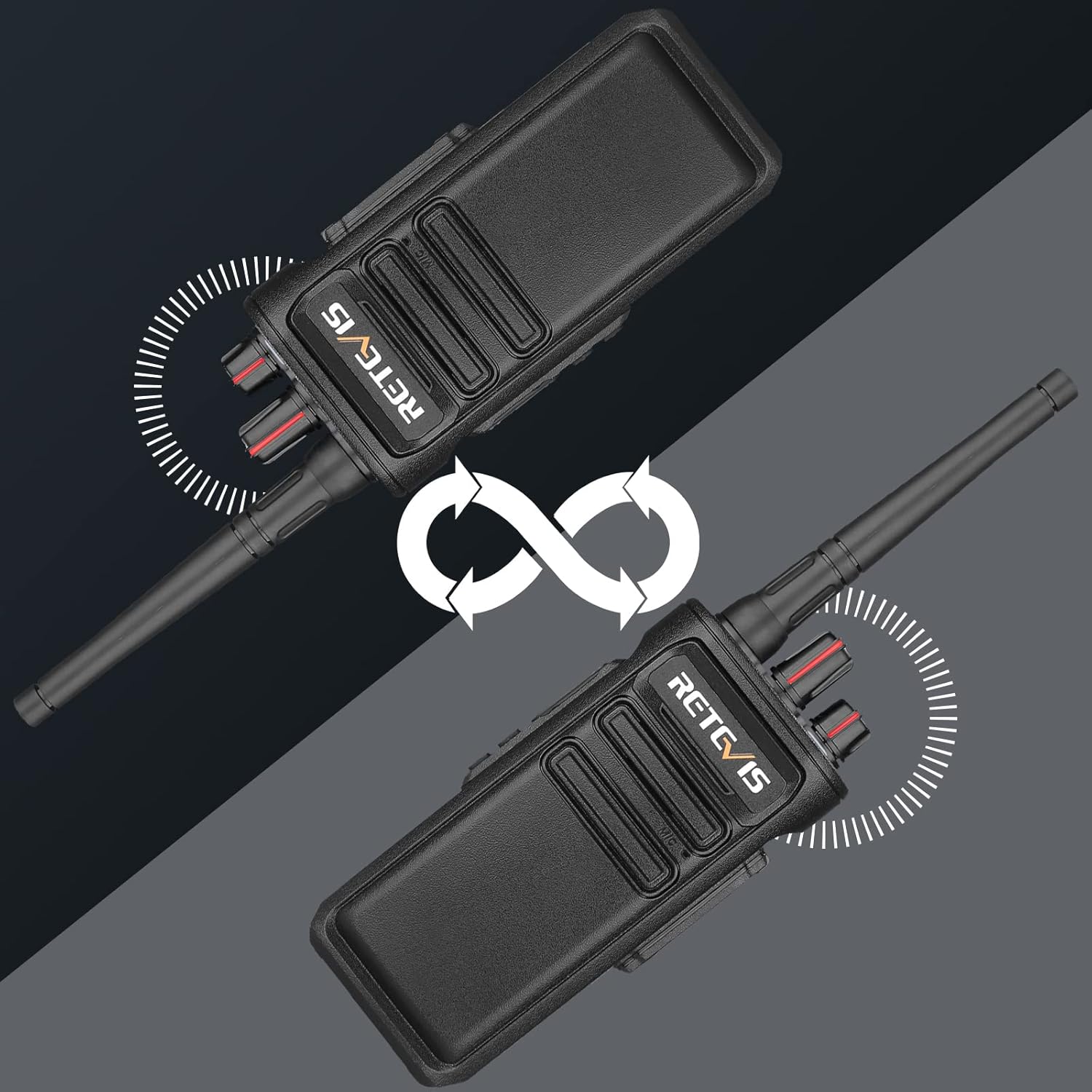Retevis RB23 Two Way Radios 5 Watt IP67 Waterproof with Shoulder Mic (4 Pack) C893565