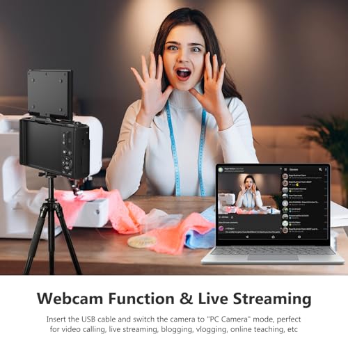 4K 64MP Digital Camera with 3" Flip Screen for Vlogging and Photography F251