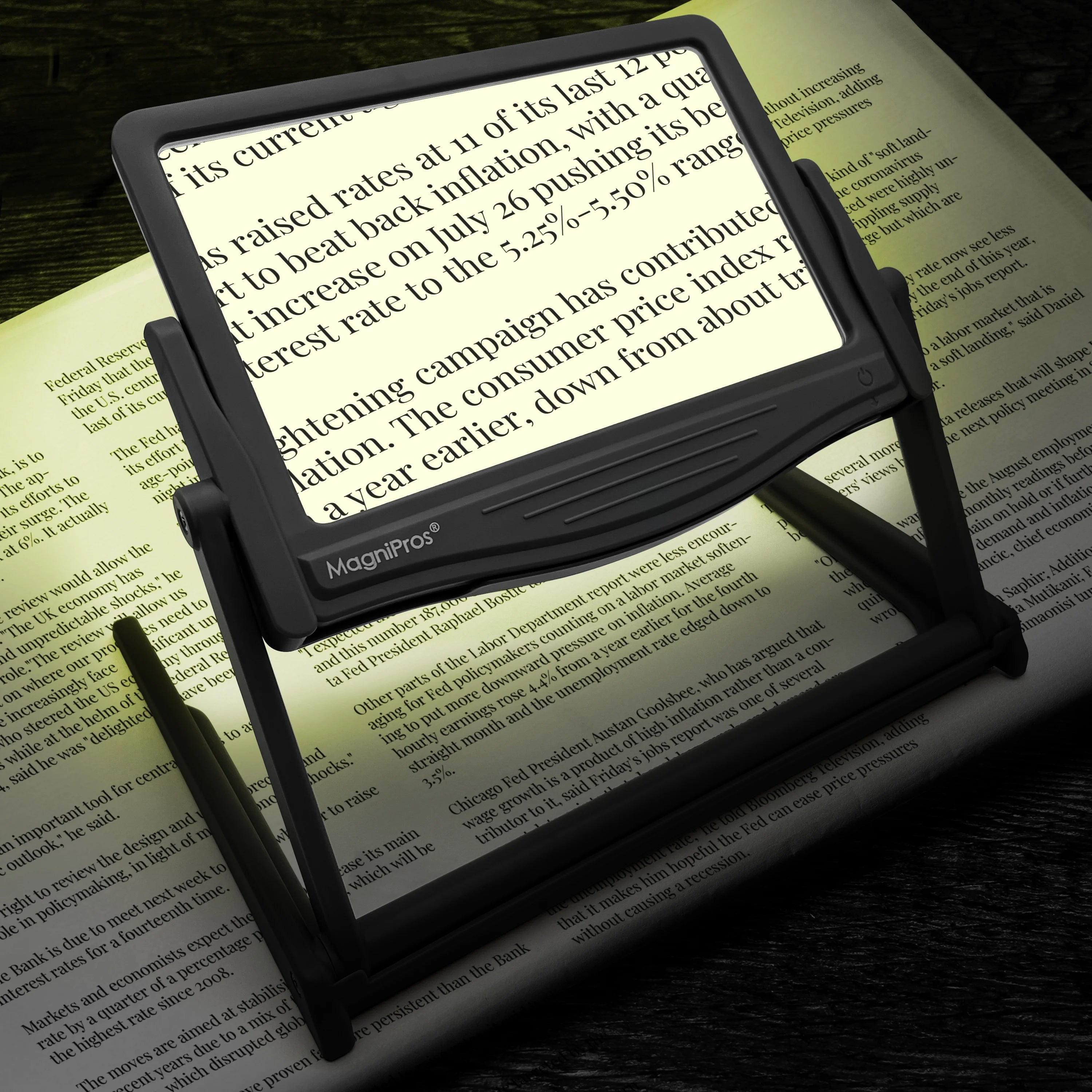 MAGNIPROS 5X Large LED Magnifying Glass with Hands-Free Stand Y290