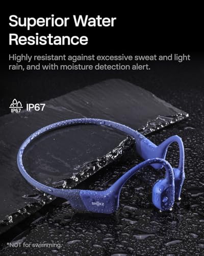SHOKZ OpenRun Open-Ear Bone Conduction Sport Headphones, Sweat Resistant, Black B872