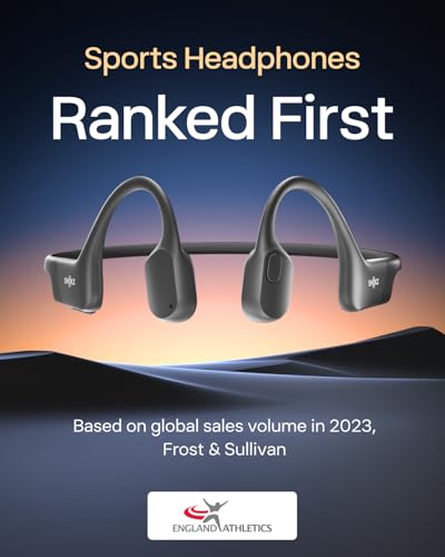 SHOKZ OpenRun Open-Ear Bone Conduction Sport Headphones, Sweat Resistant, Black B872