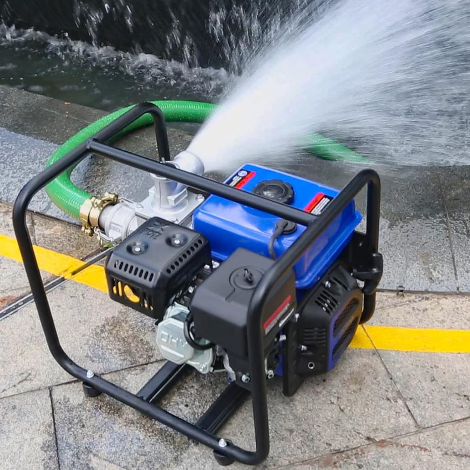 BILT HARD 2 inch Gas Powered Semi-Trash Water Pump with Water Hose Kit W1632